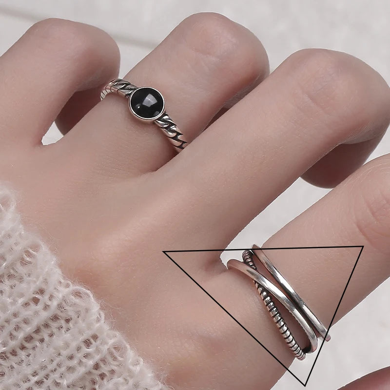 Urban Edge Silver Ring Set