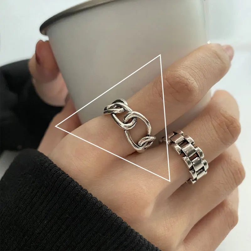 Urban Edge Silver Ring Set