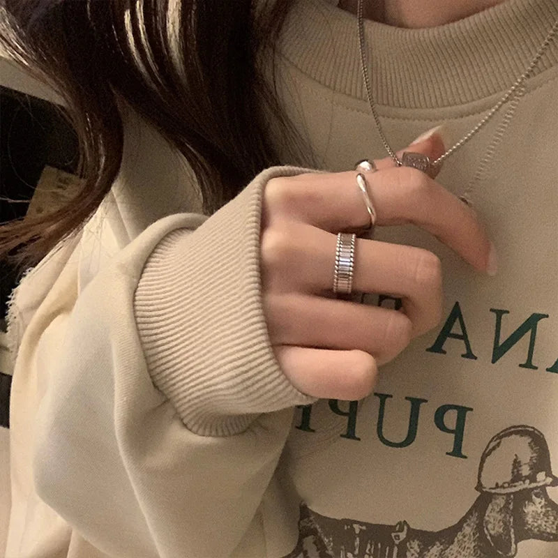 Silver Flow Duo Ring Set