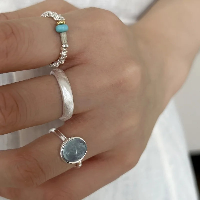 Ocean Whisper Silver Ring Set