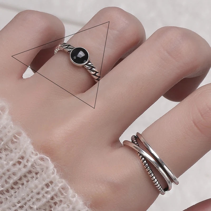 Urban Edge Silver Ring Set