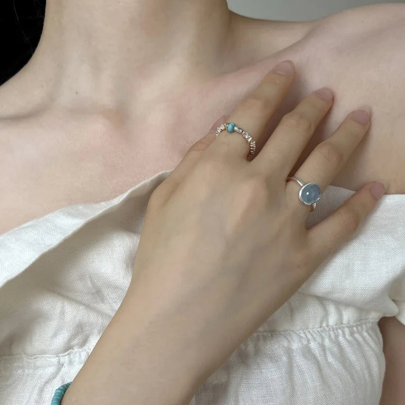 Ocean Whisper Silver Ring Set