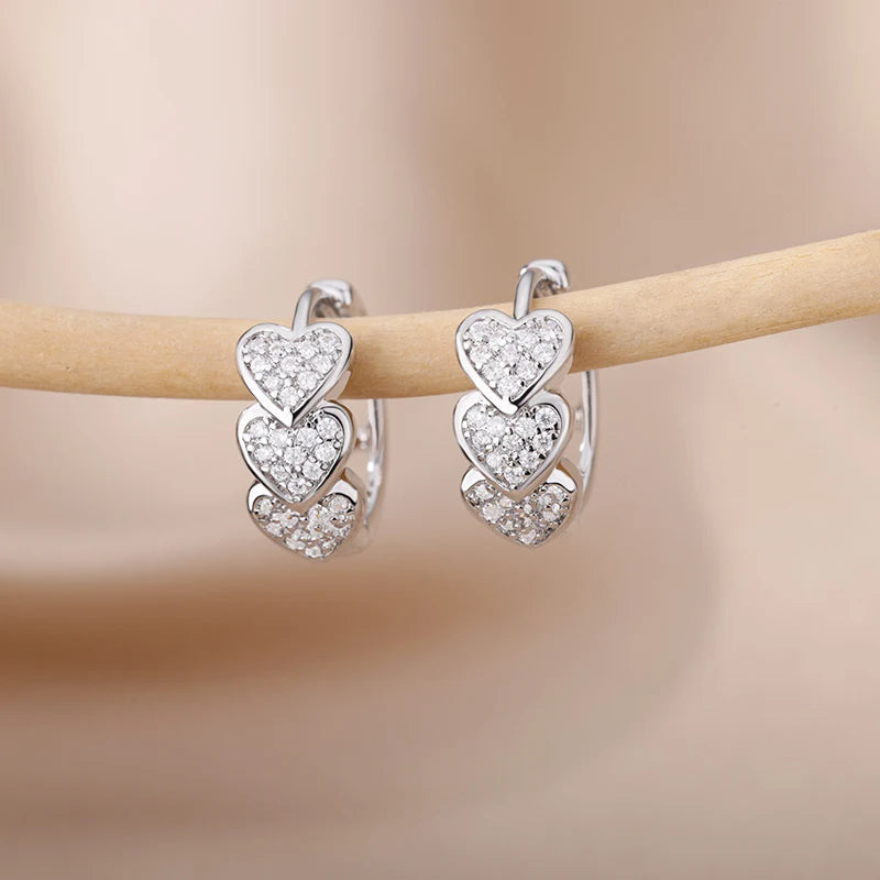 Luxe Heart Sparkle Hoops