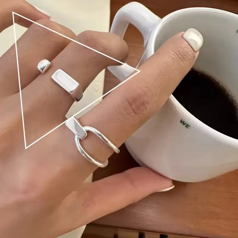 Urban Edge Silver Ring Set