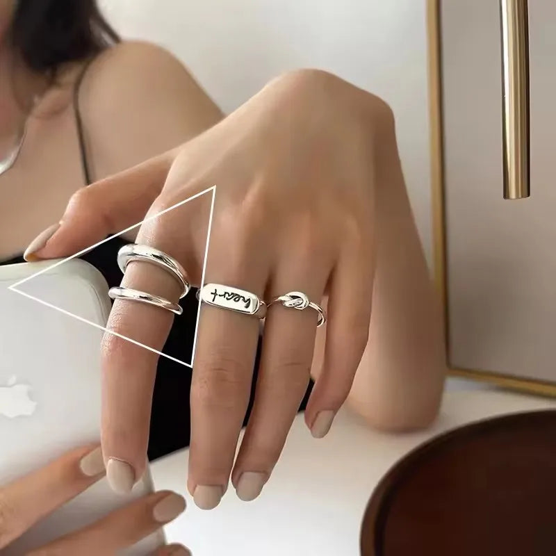 Urban Edge Silver Ring Set