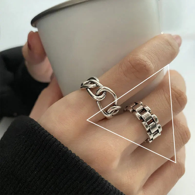 Urban Edge Silver Ring Set